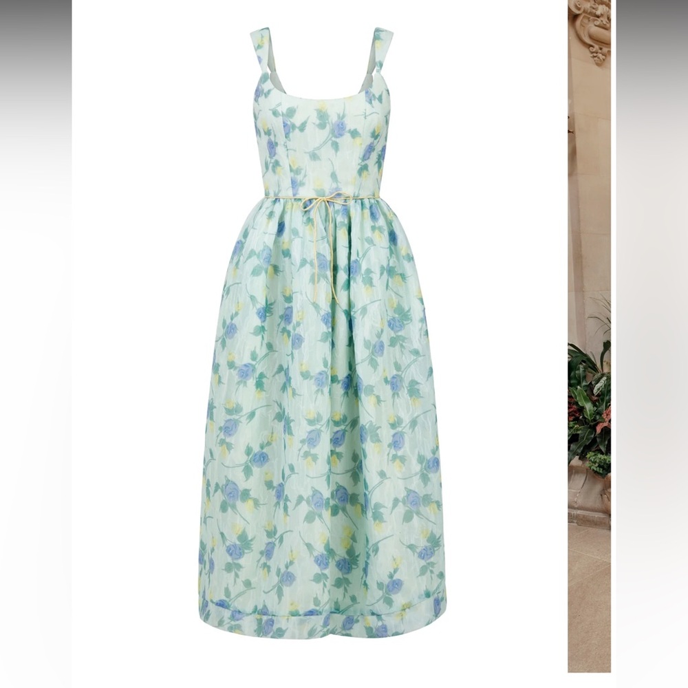 NWT Markarian APPLE FLORAL ORGANZA MIDI DRESS